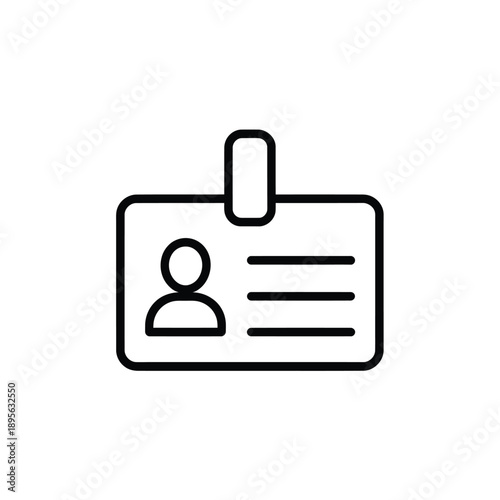 Simple black and white line drawing of an identification badge