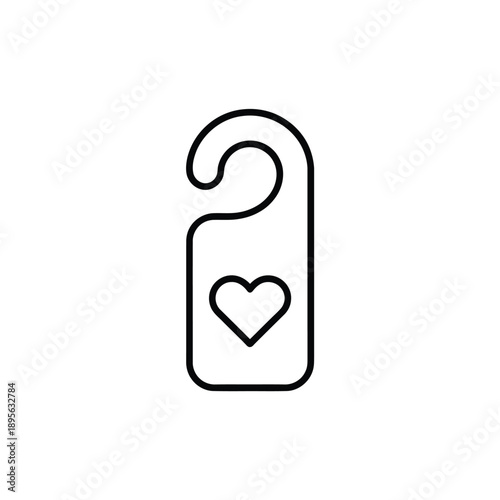 Simple line drawing of a door hanger with a heart symbol