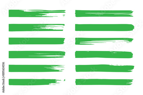 Brush stroke. Black paintbrush. Hand drawn horizontal textured grunge lines for text. Grange marker texture. Thick paint shapes, long highlight banners, ink brushes. Vector set