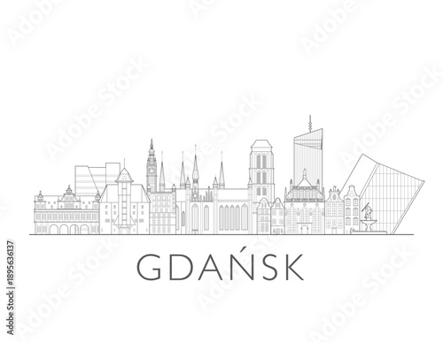 Gdańsk Poland skyline urban cityscape illustration drawing