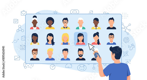 Diverse candidate selection process with a user selecting a specific profile from many options