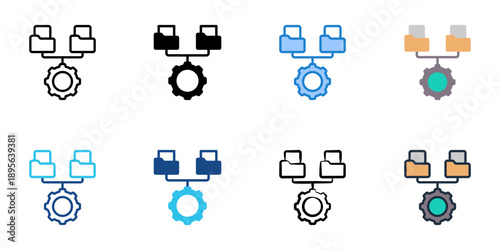 Task management icons set multiple style collection. Editable stroke 
