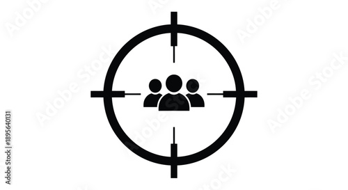 Target audience icon with people symbol in crosshairs.