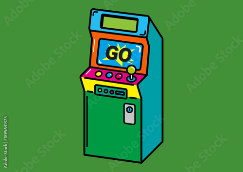 Colorful Retro Arcade Game Machine Illustration