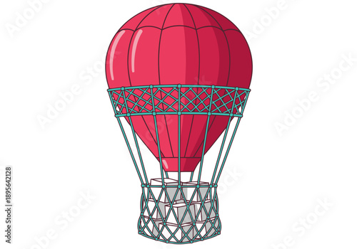 A vibrant hot air balloon delivers bulk freight, showcasing a modern logistics solution. Bold colors and a clear composition make this image ideal for commercial use.