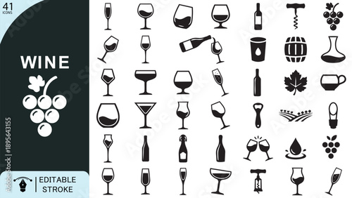 Minimal Wine Icons Set
