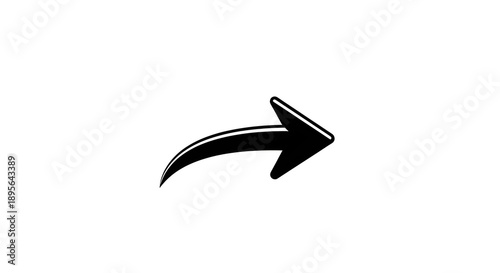 Free Download Black Curved Arrow Icon Pointing Right isolated PNG with Transparent Background - GFXLoad