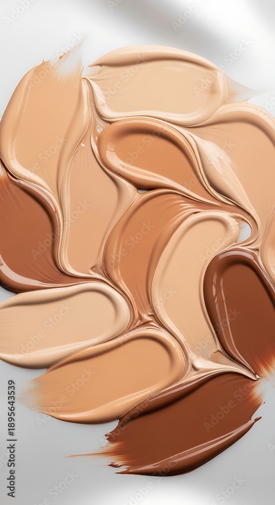 Fototapeta premium Swirls of foundation in various shades on white background