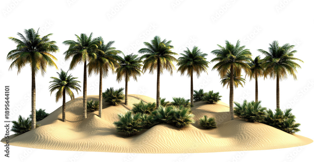 Fototapeta premium Tropical Palm Trees on Desert Sand Dunes