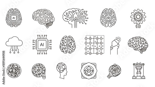 Collection of Brain Diagrams and Neural Illustrations Showcasing Anatomy.