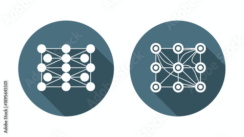 Abstract network diagrams showing interconnected nodes and weblike graphs.