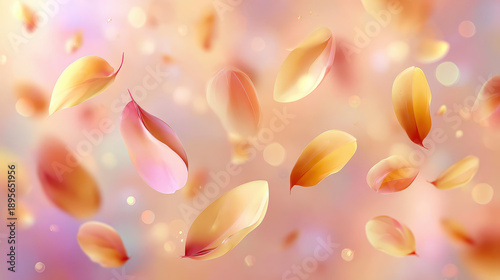 Soft atmospheric background with floating petals in warm pastel colors creating gentle and dreamy mood