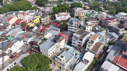 Aerial View of Coloane Village Dense Residential District in Macau