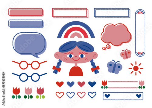 女の子とフレーム・素材