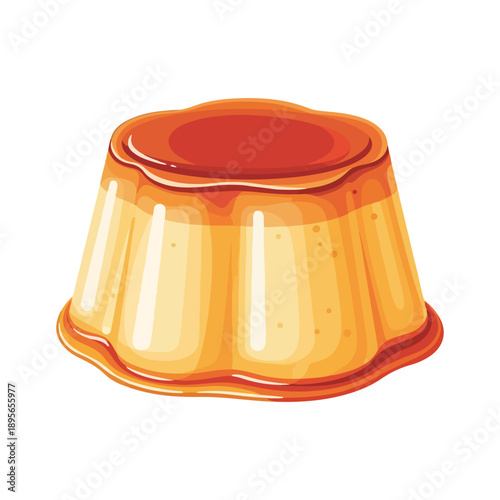 Caramel Custard Flan Dessert Vector Illustration Sweet Pudding