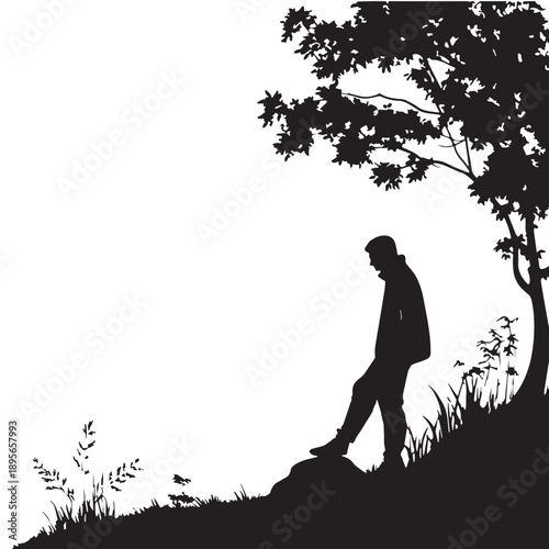 Black Soft Morning Light Silhouette Vector, High Quality Illustration on White Background