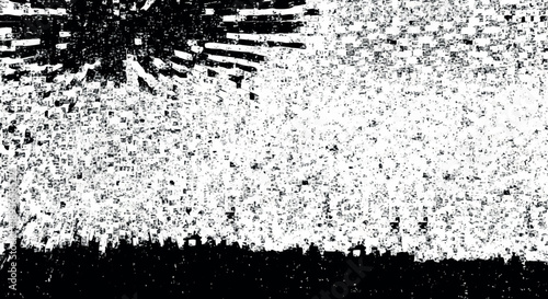 Abstract black and white texture resembling fractured ice or noise.