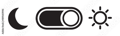 Night and day icons with a crescent moon sun and switch silhouette