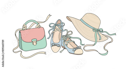 Charming pastel accessories: A delightful collection of summer essentials with whimsical style