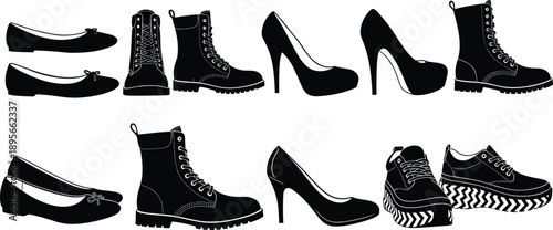 Comprehensive collection of black snake silhouettes in various coiled and striking poses for tattoo design, wildlife illustration, danger symbols, and mystical serpent graphic elements