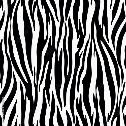 A striking black and white pattern resembling zebra stripes covers the entire frame.