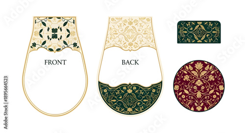 Ornate Islamic Patterns: Front, Back, and Round Designs