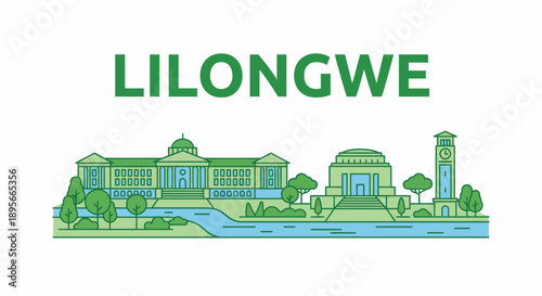 Lilongwe city skyline with iconic landmarks vector illustration