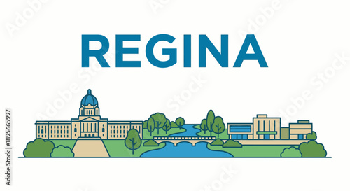 Regina Saskatchewan city skyline with legislative building vector illustration