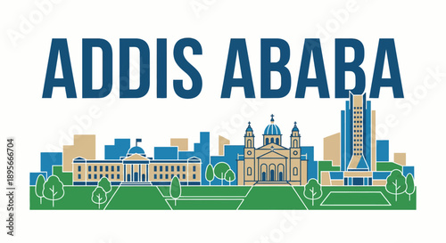 Addis Ababa Ethiopia city skyline vector illustration