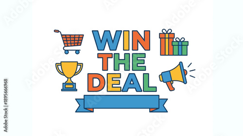 Promotional Event, Winning Strategies, Online Shopping, Graphic Design, Digital Environment, Cheerful Concept