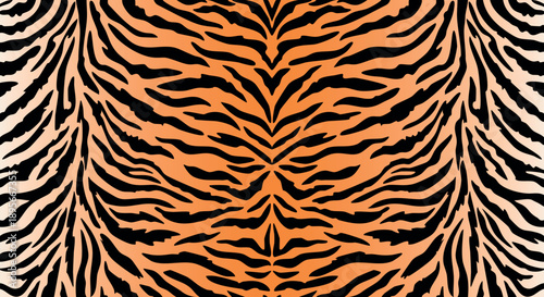A symmetrical, vibrant pattern resembling tiger stripes in orange and black.
