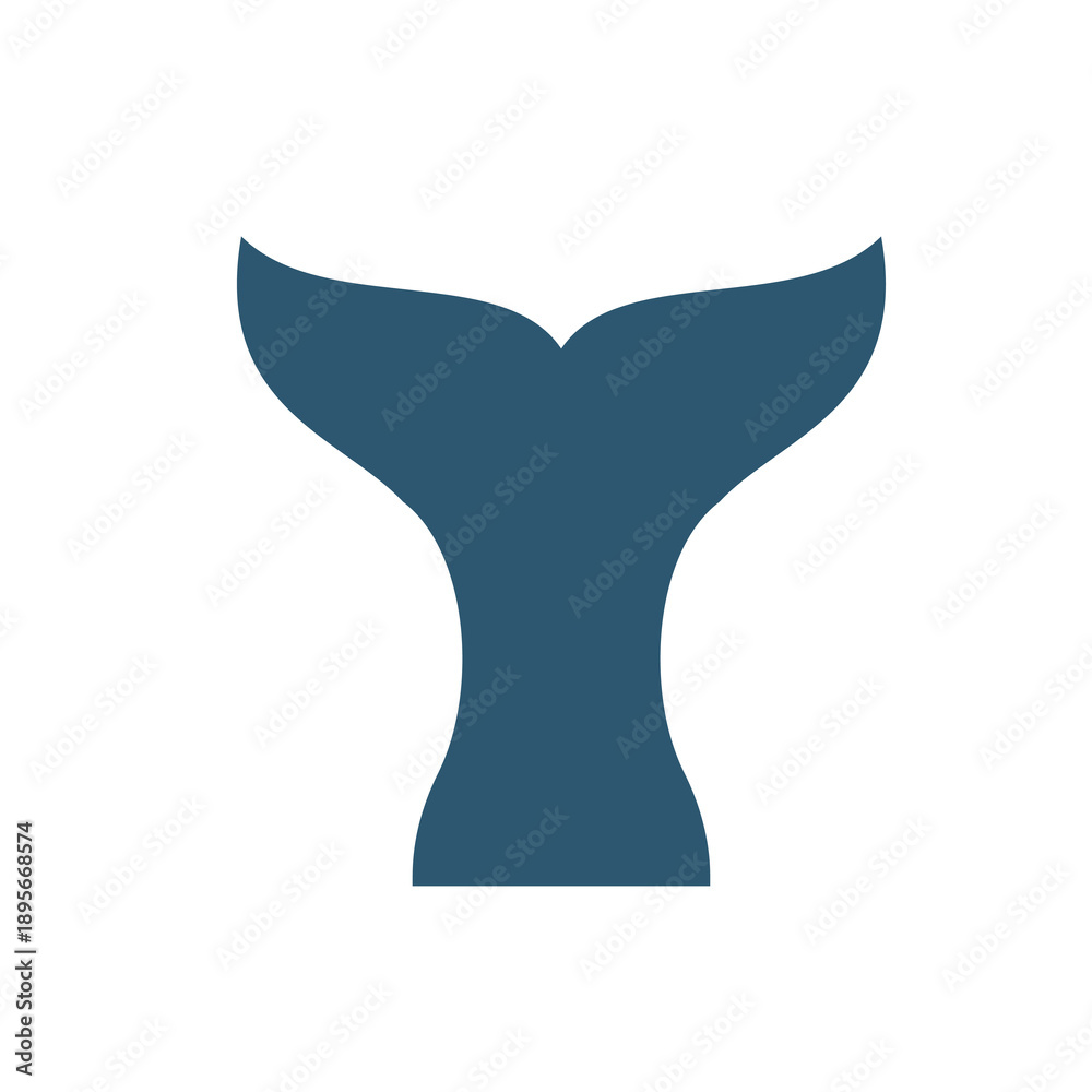 Obraz premium Stylized Dark Blue Fish Tail Logo Icon, Minimalist Oceanic Symbol for Marine Brand