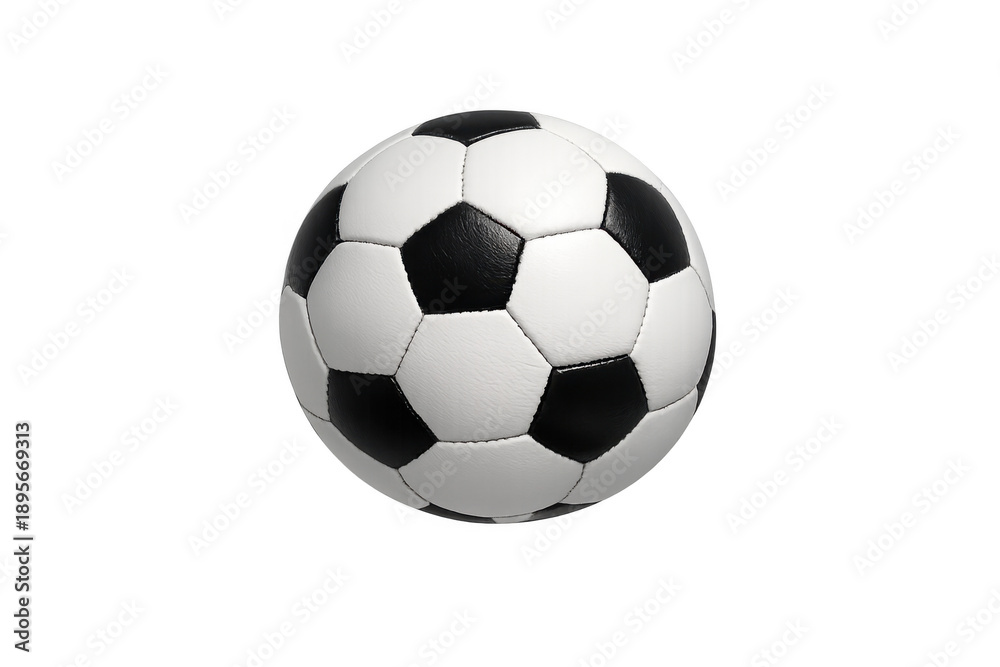 Fototapeta premium Soccer ball on a transparent background, classic black and white design for sport, game, and competition themes