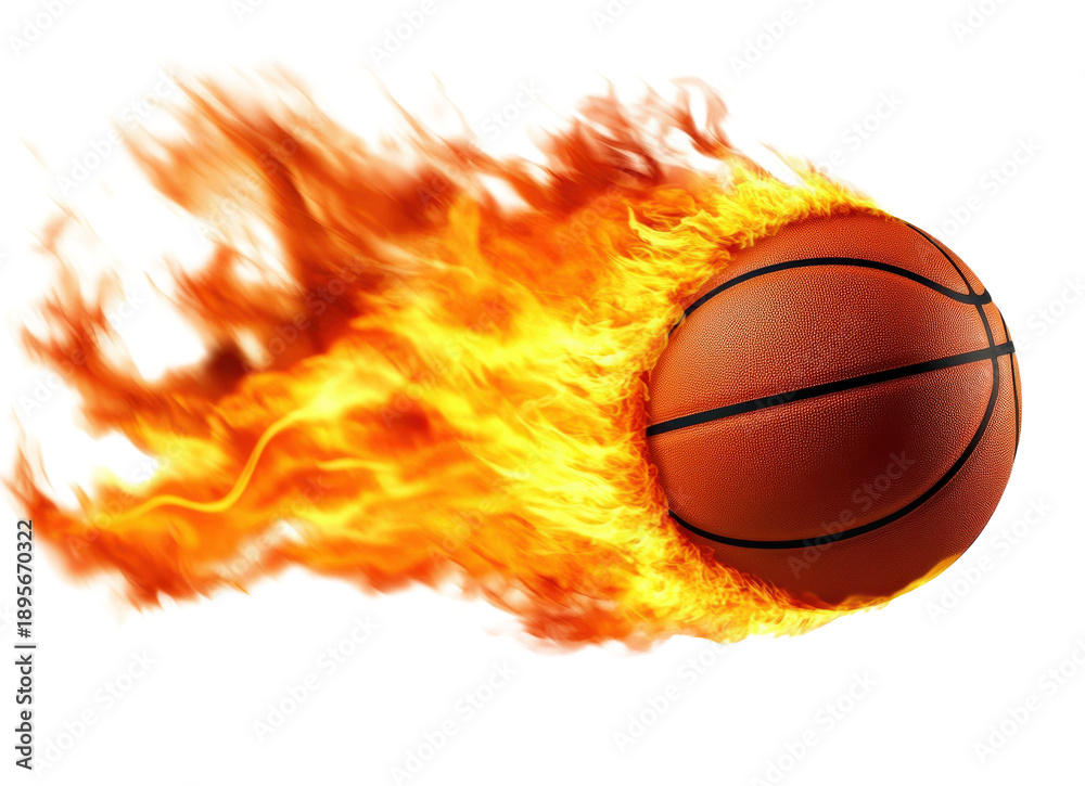 Fototapeta premium Basketball with Flames for Dynamic Sports Visual