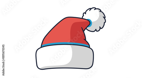 Red Santa Hat with White Pom Pom, Christmas Holiday Accessory
