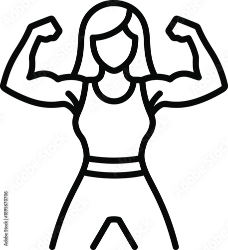 Strong woman flexing muscles graphic illustration