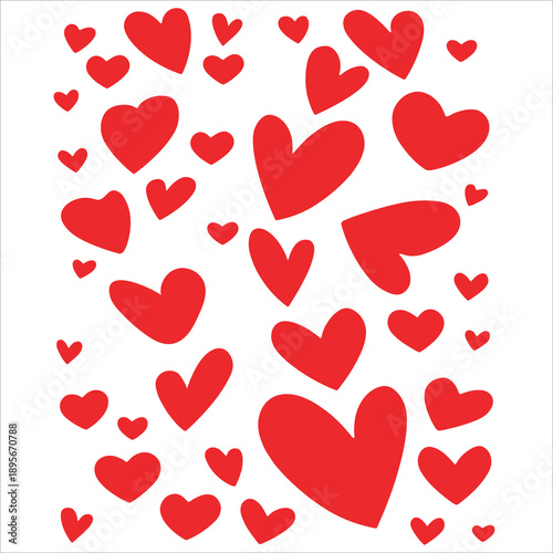 Red Heart Silhouette Set Love and Romance Decorative Pattern Vector Collection