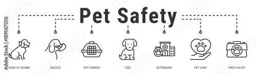 Pet Safety banner presenting protective equipment used during treatment, recovery, and safe pet handling