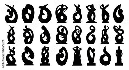 Abstract Sculpture Collection: Black Silhouette Art