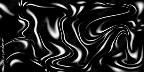 Smooth flowing waves of black and white silk fabric create an abstract textured backdrop with a soft motion pattern and light curves in this elegant satin material wallpaper design