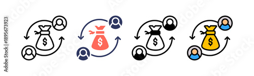 Financial Restructuring Icon Multiple Style
