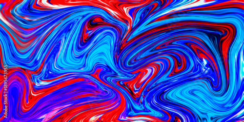 Seamless vector illustration of a bright psychedelic wave pattern featuring a colorful swirl of red blue purple and yellow paint on an abstract backdrop