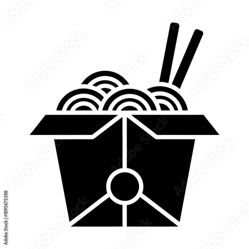 takeaway noodles box glyph icon 
