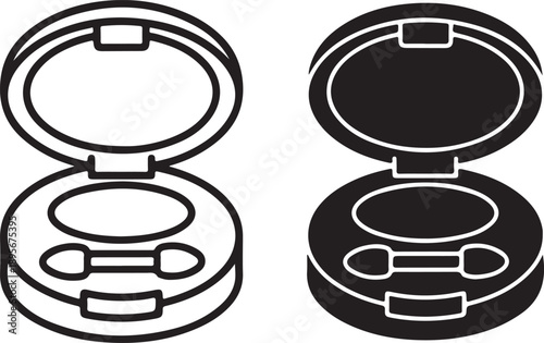 Black and white compact mirrors isolated on white background, illustration