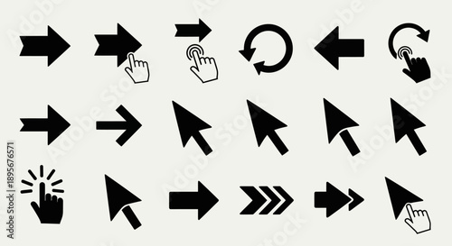 Arrow icon set. Pointer collection. Cursor symbols.