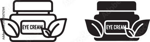 Eye cream containers with leaf designs isolated on white background, illustration