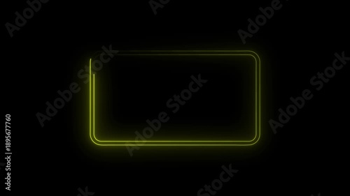 Glowing rectangle picture frame icon animation  Rounded rectangle photo fram black background.