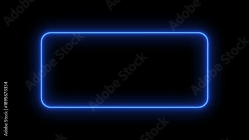 Glowing rectangle picture frame icon animation  Rounded rectangle photo fram black background.