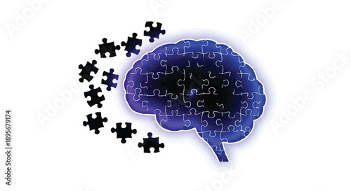 Puzzle brain concept symbolizing creativity, problem-solving, and cognitive intelligence in a modern minimalist vector design. perfect for business, psychology, and innovation themes.