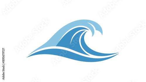 A blue wave illustration on a clean background viewed from the side showing a powerful ocean movement